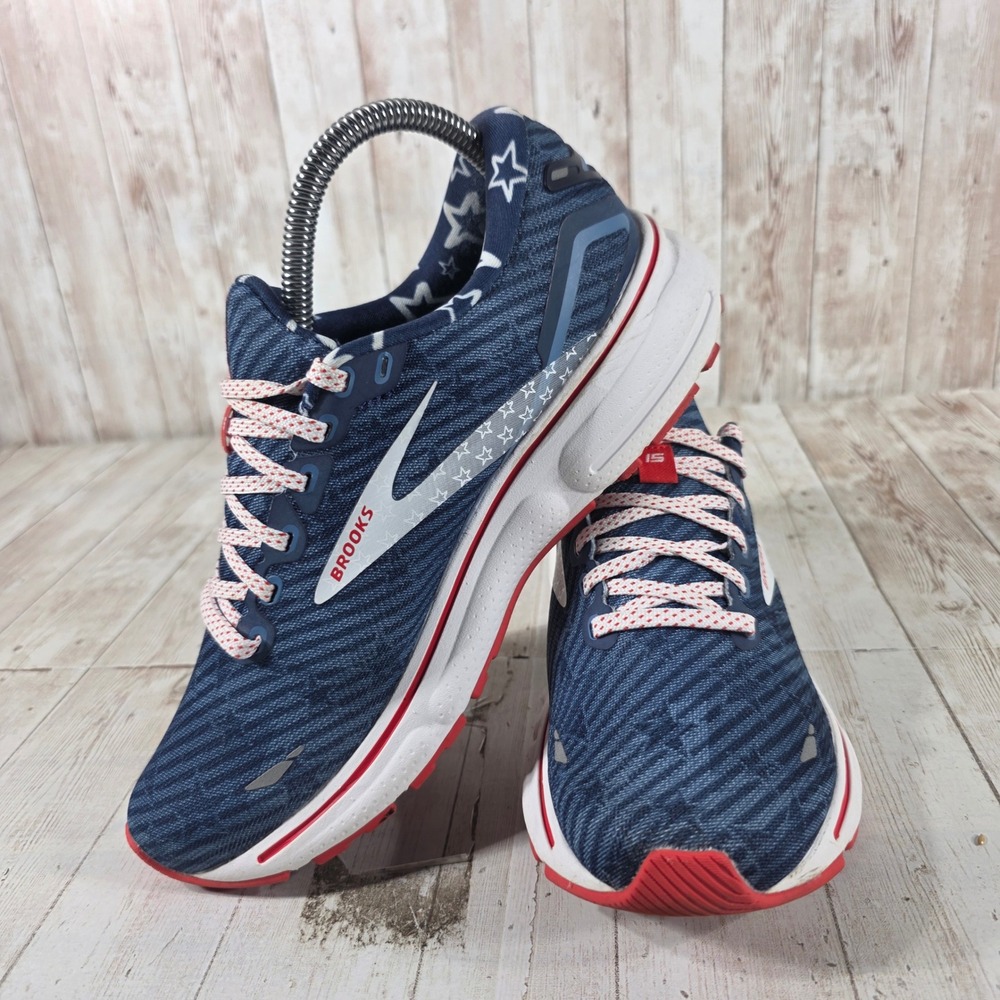 Brooks Ghost 15 Womens 7 Running Shoes Old Glory Patriotic Navy Red 1203801B449 - Picture 7 of 8